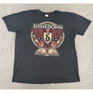 Shinedown World Tour Graphic T-Shirt Mens‎ XL Black Short Sleeve Rock Band Tee